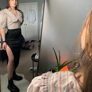 Satin effect midi skirt